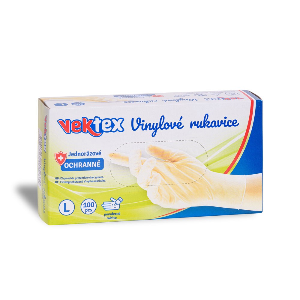 Rukavice Vinyl Vekt.L 100ks pudr.bílé jednoráz. 20568