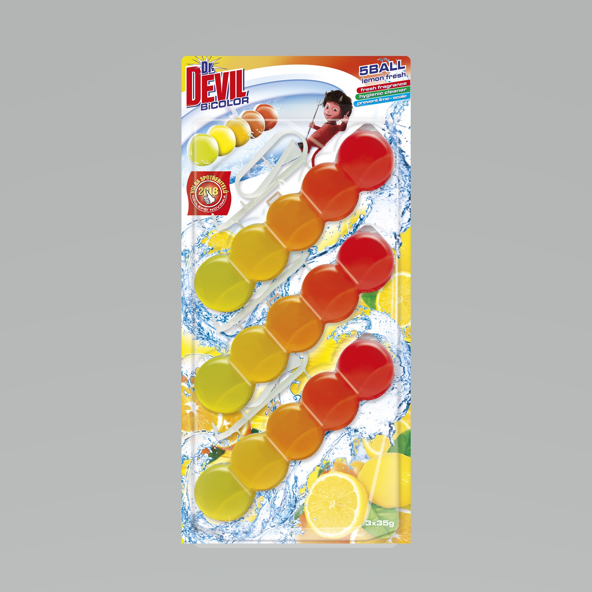 Dr.Devil WC BiCOLOR 5Ball 3x35g Lemon fresh