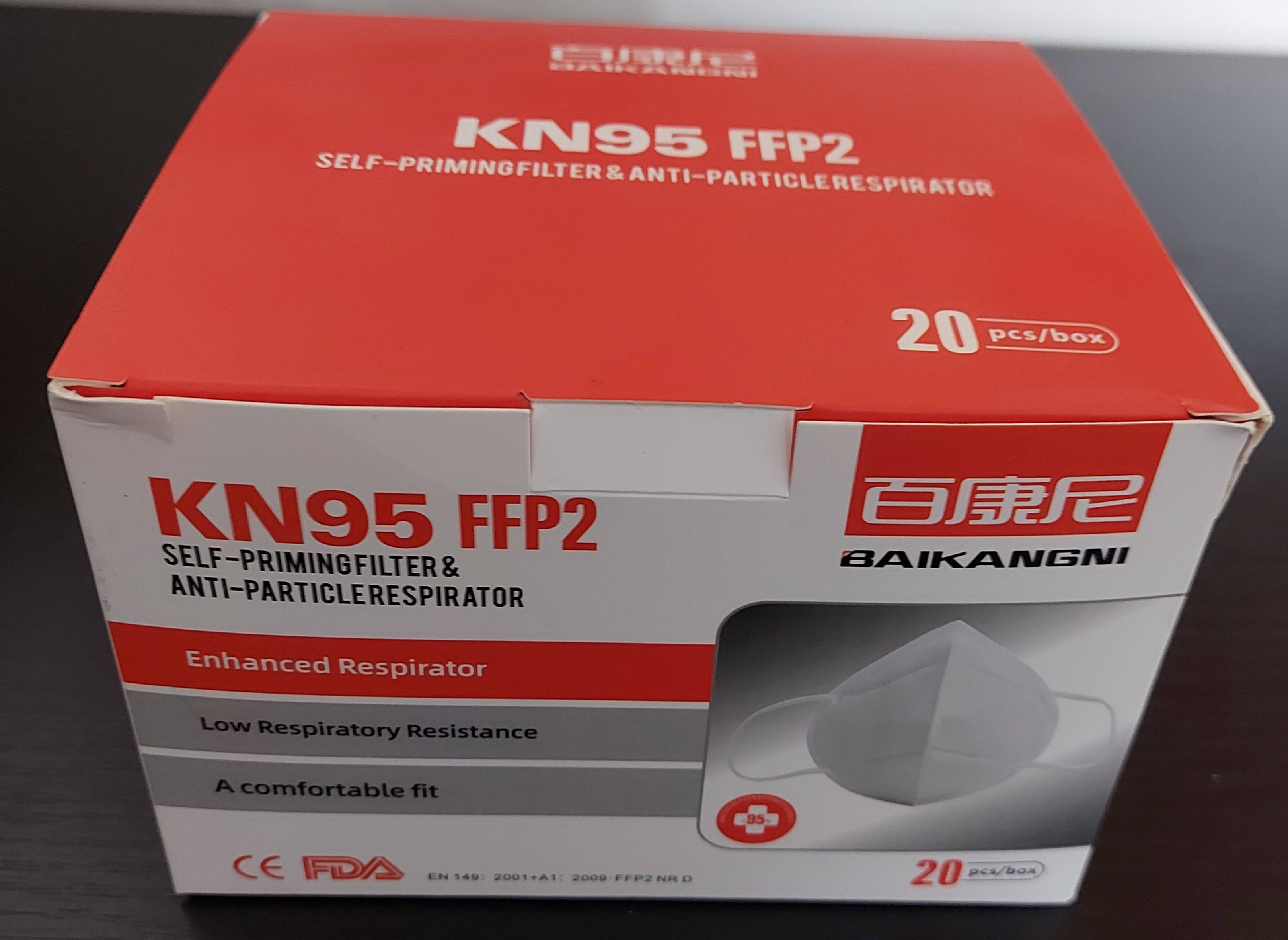 Respirátor (20ks) jednorázový KN95 (FFP2) 1ks