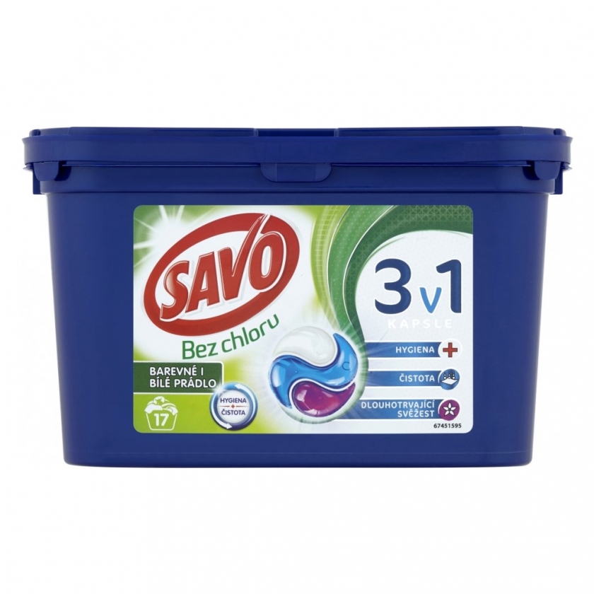 Savo kapsle na praní 3v1 Barevné i bílé 17ks