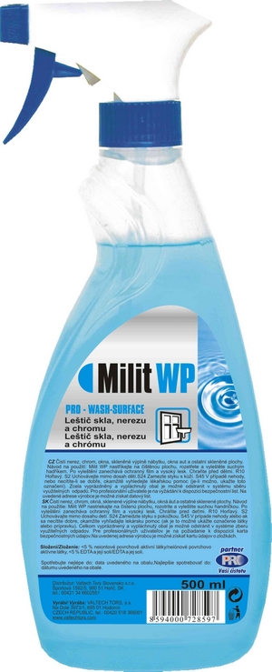 *Milit WP leštič skla,nerezu,chromu 500ml