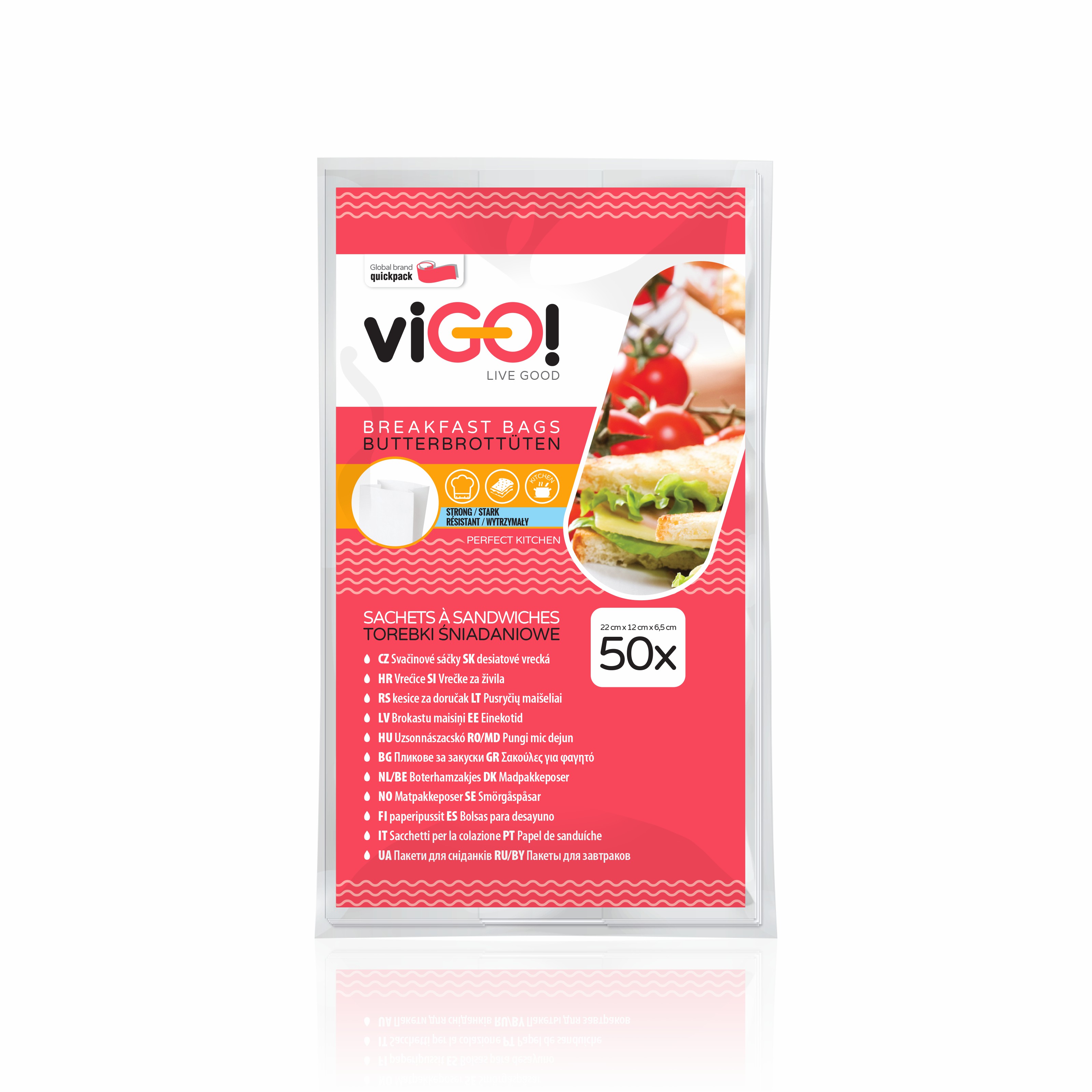 Vigo sáčky papír svačin. 50ks 22x19cm odolné vůči mastnotě