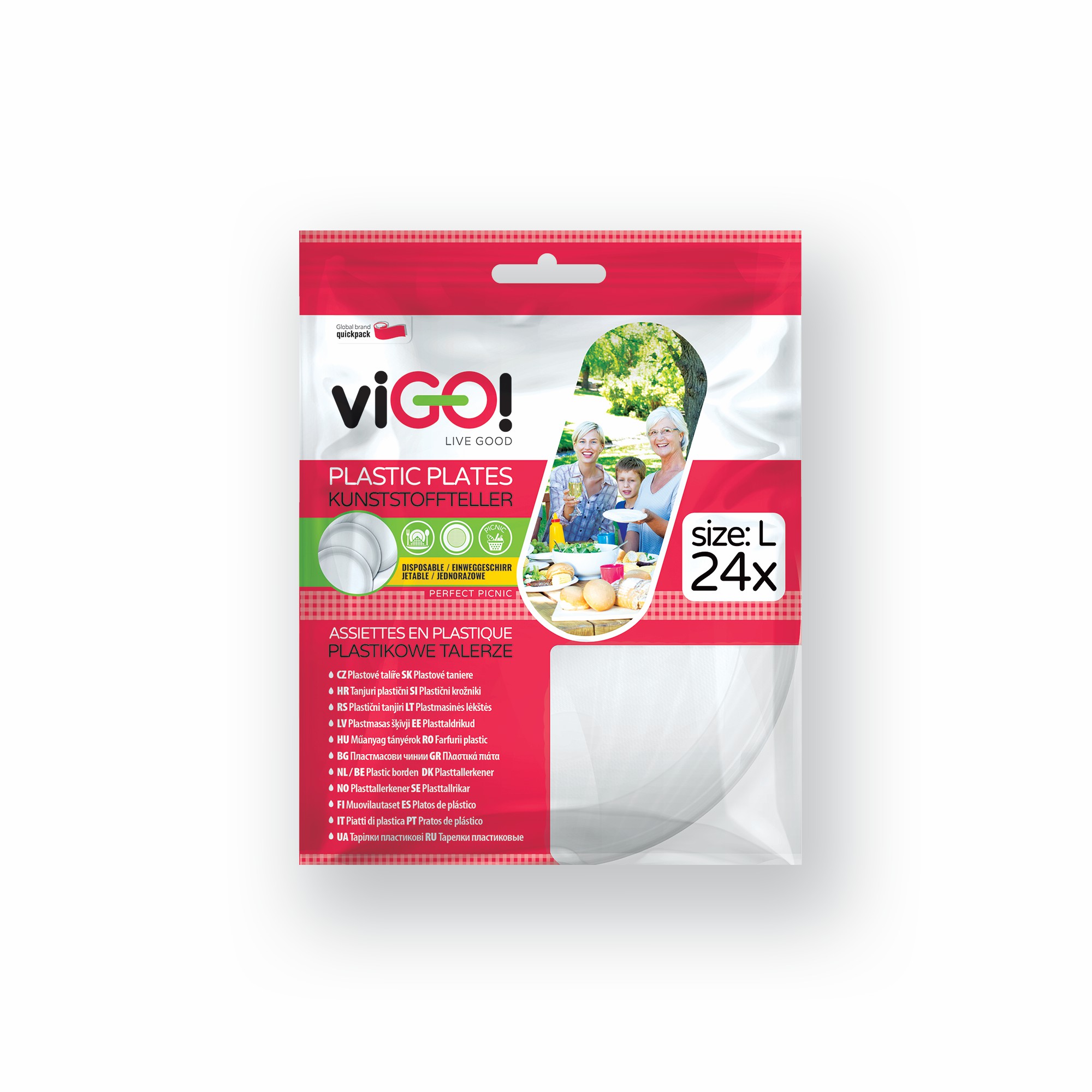Vigo talíře plastové mělké 20,5cm 24ks,Q063