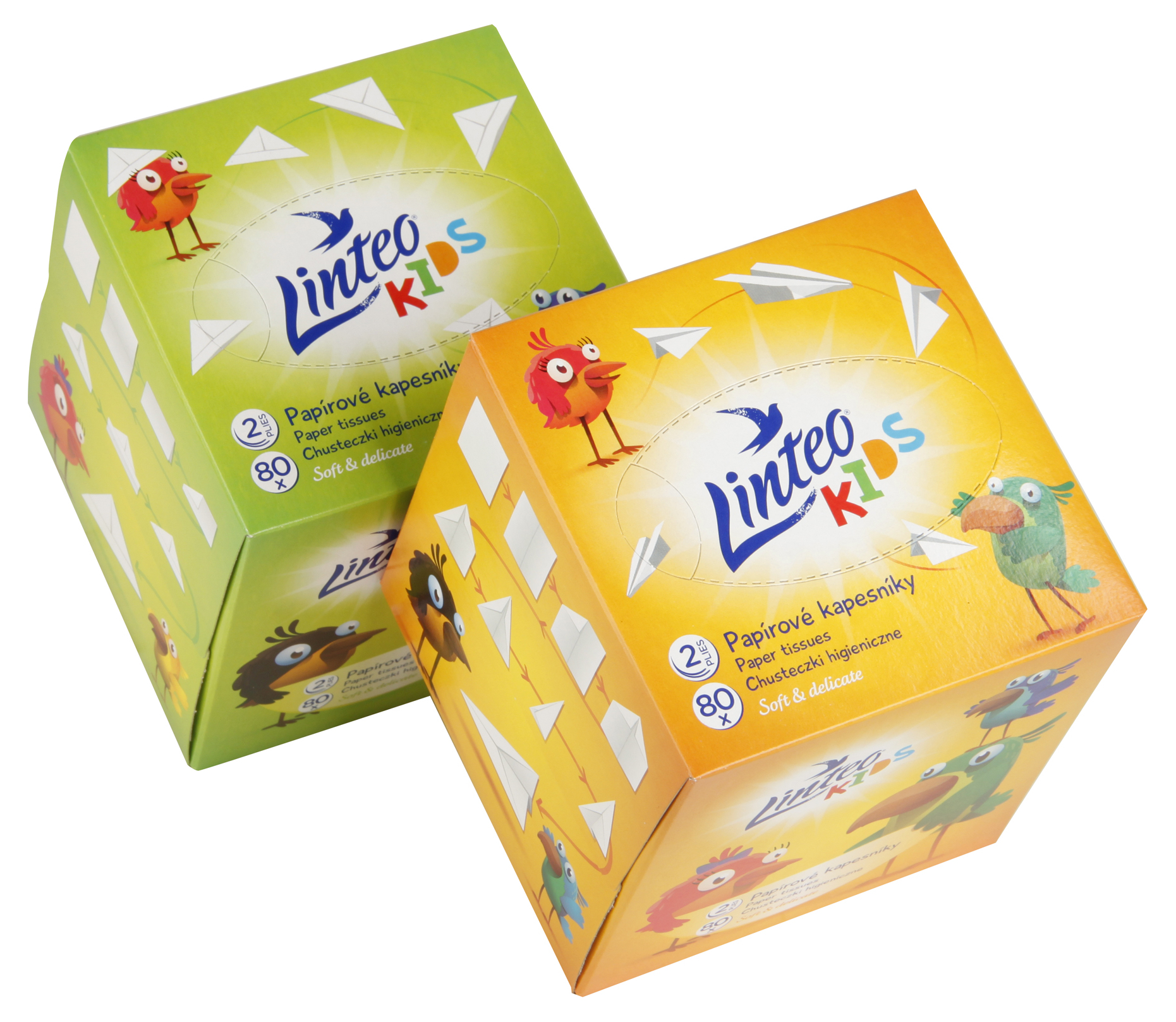 Pap.kap Linteo Kids 80ks 2vrst.krabička-kostka  30041