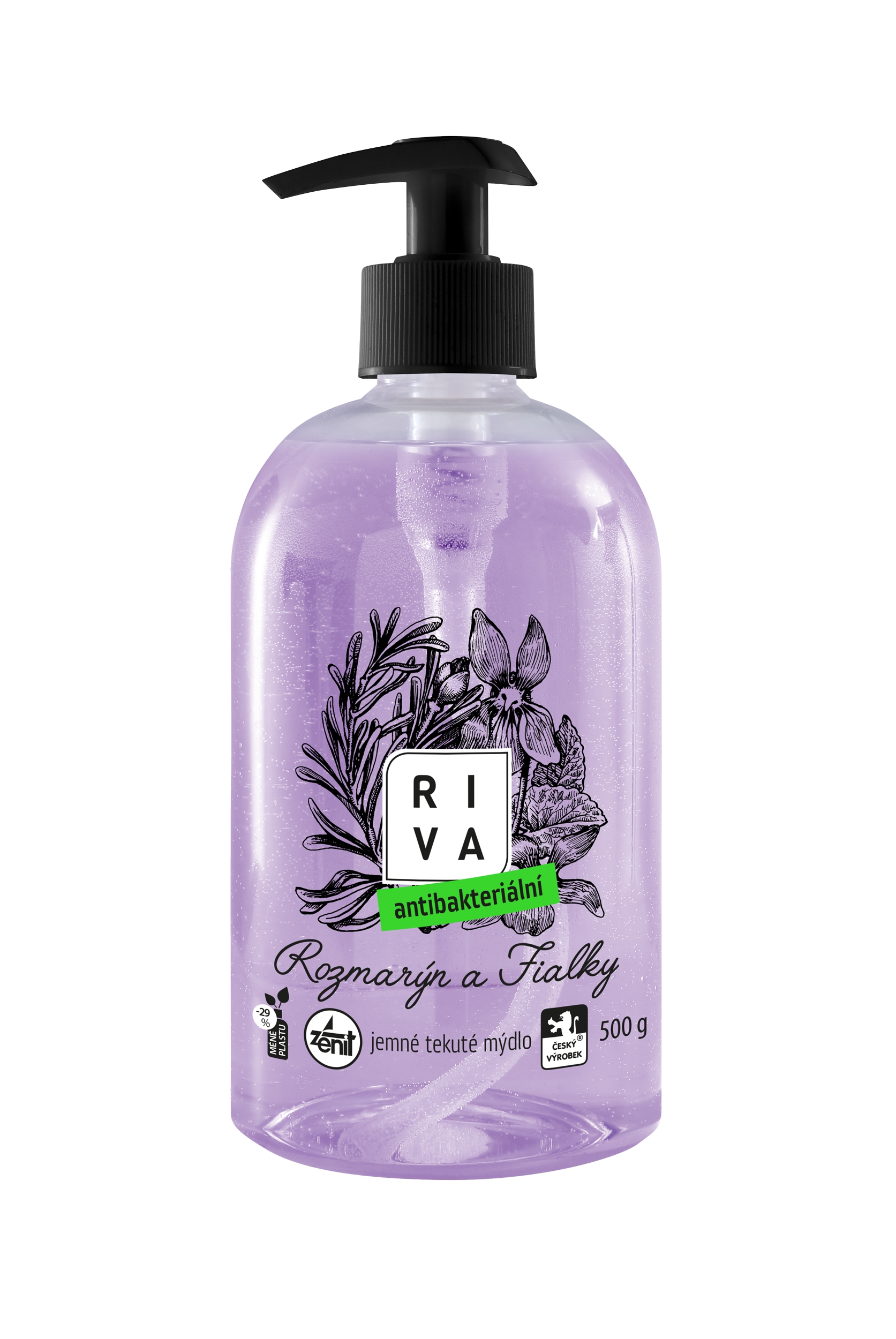 Riva TM antibacterial 500ml Rozmarýn a Fialky
