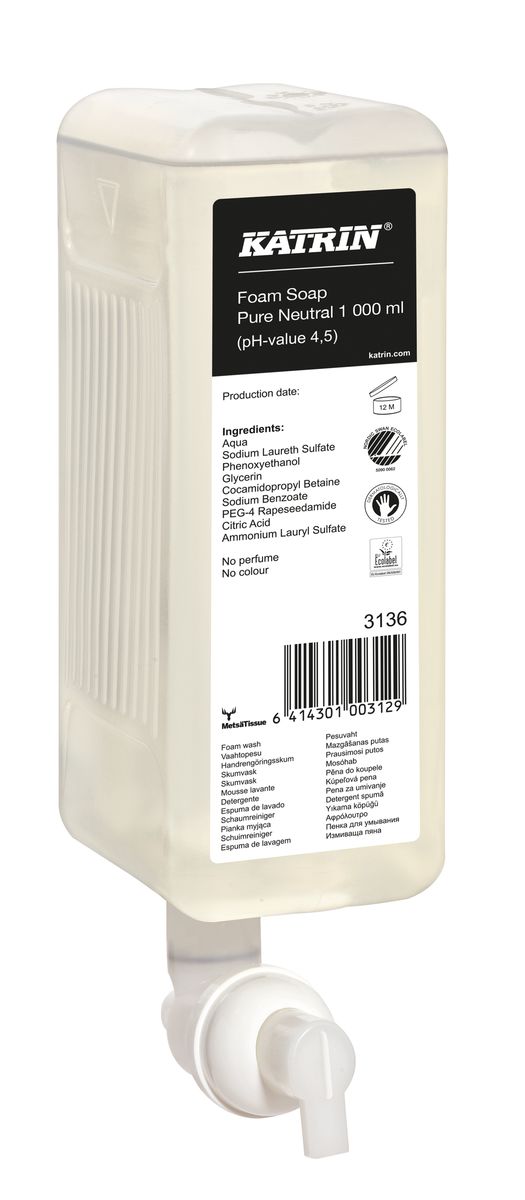 Katrin pěnové mýdlo 1l 3136 PURE NEUTRAL