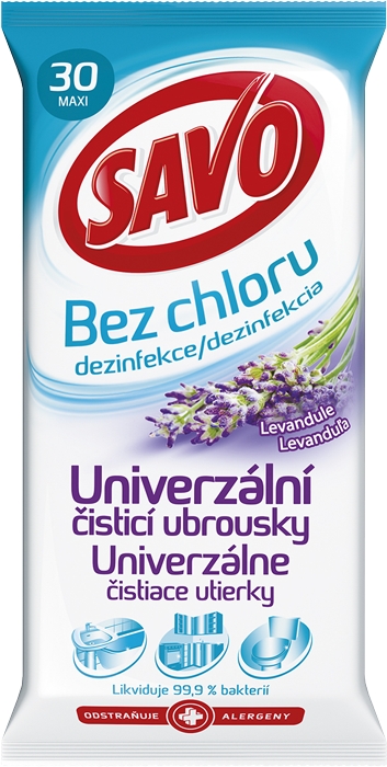 Savo ubrousky čistící dezinf. Bez chloru Levandule 30ks