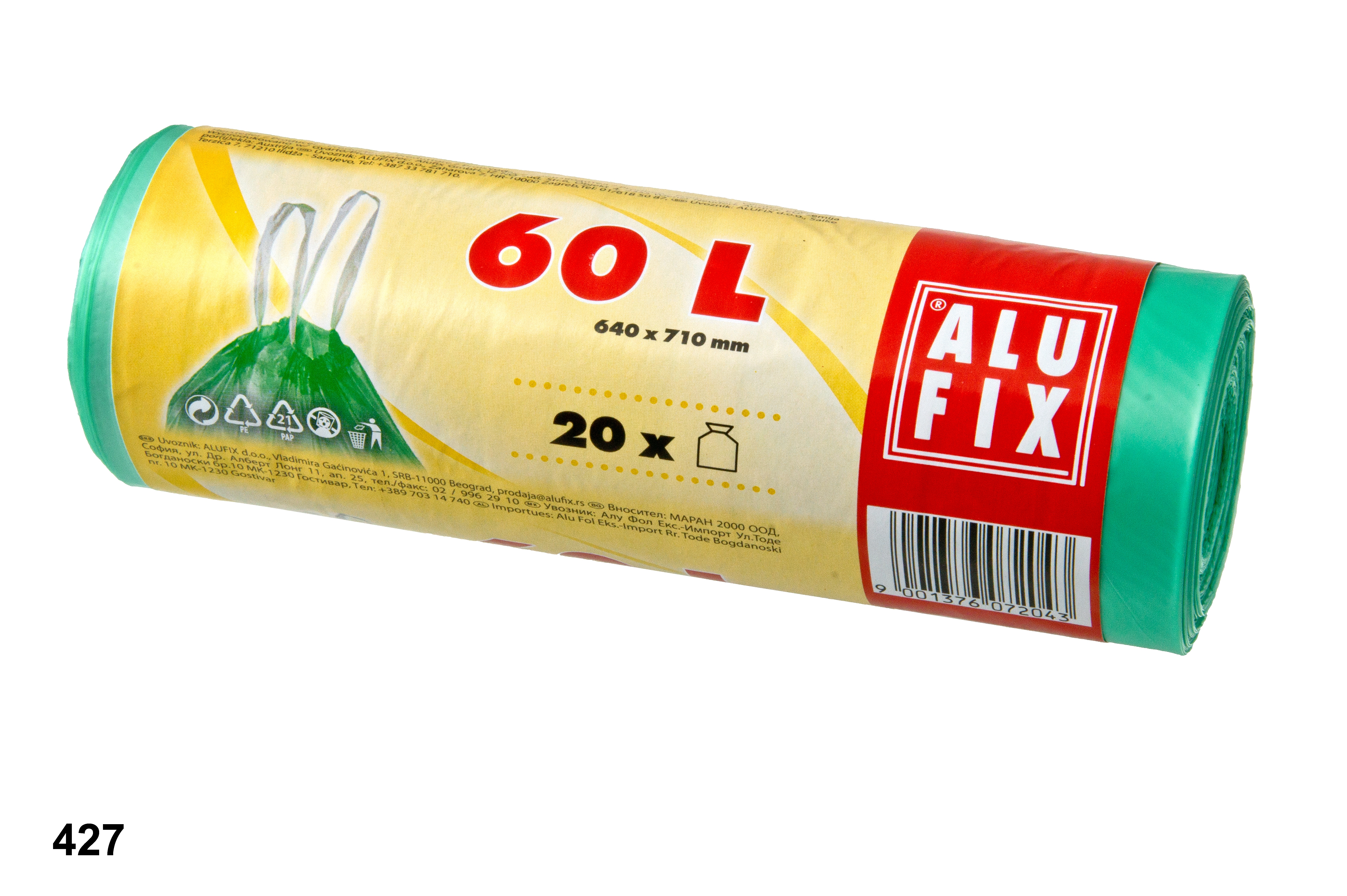 Pytle na odpad zatah.60l/20ks zelené Alufix