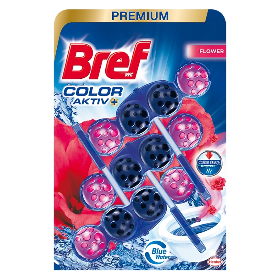 Bref WC blok Color Aktiv 2x50g  kuličky Flower - modrá