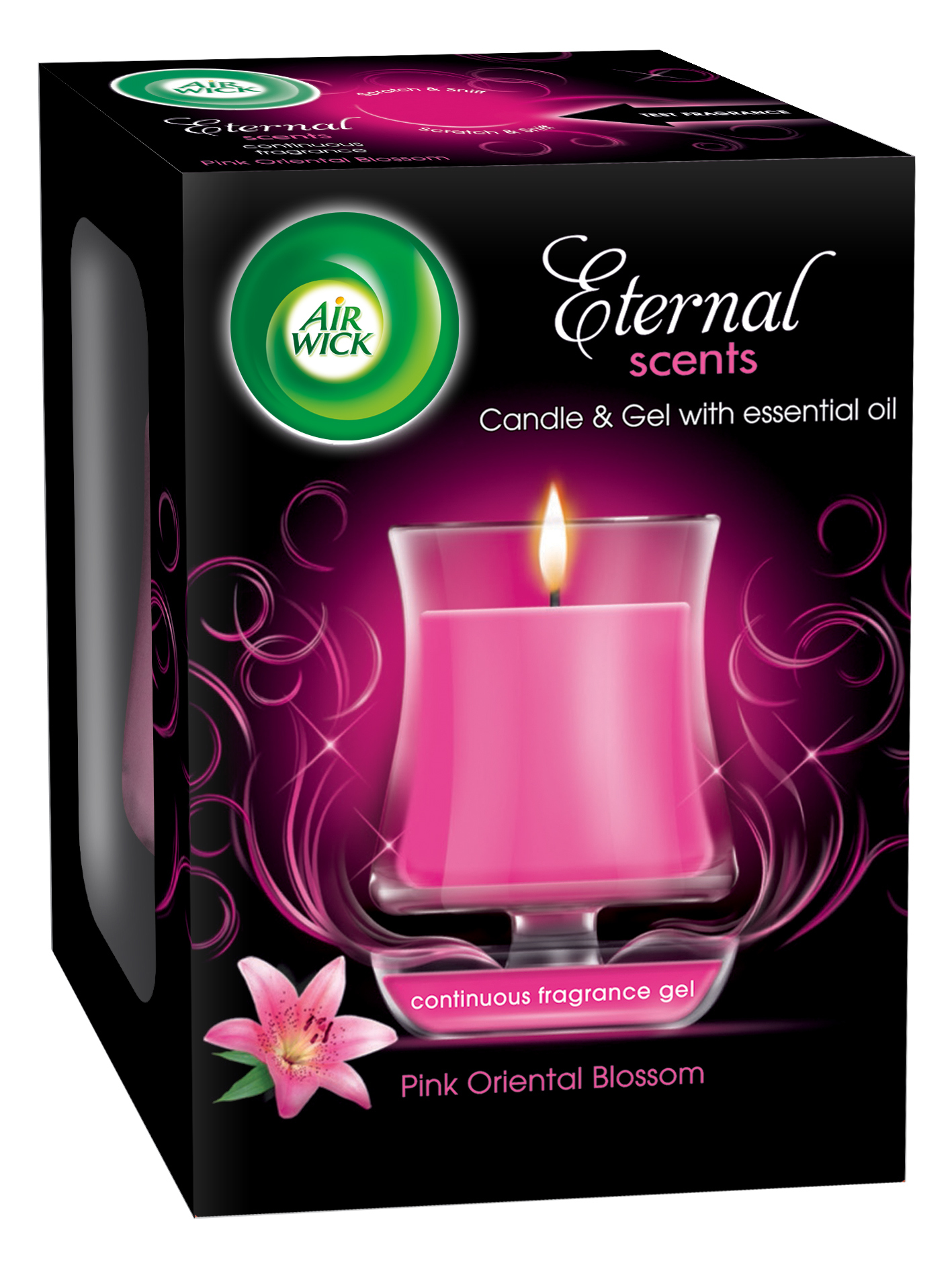 Airwick Eter.svíčka Růžové květy středom.130g