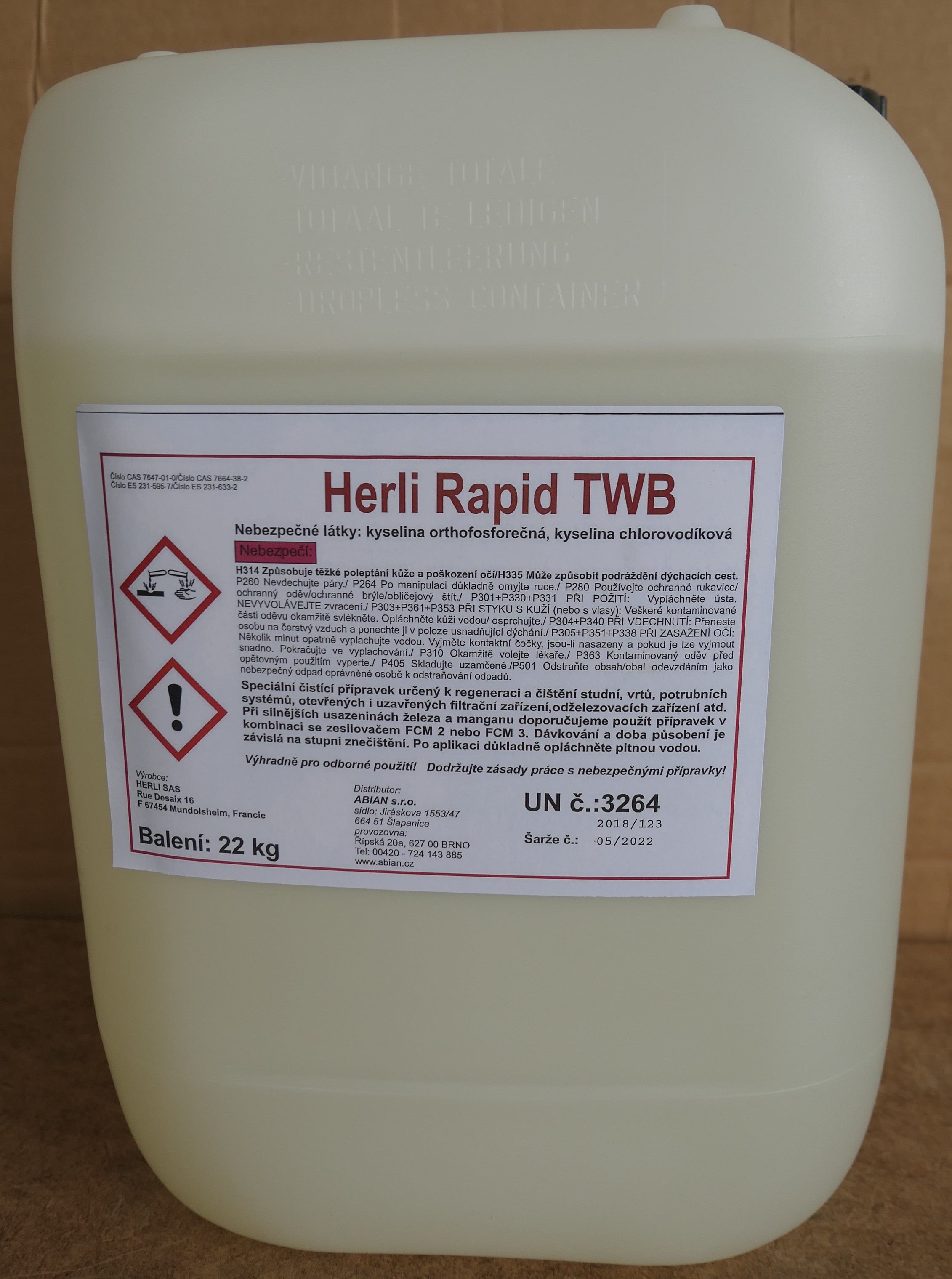Herli Rapid TWB 22kg odstraňovač Ca-, Fe- a Mn- usazenin
