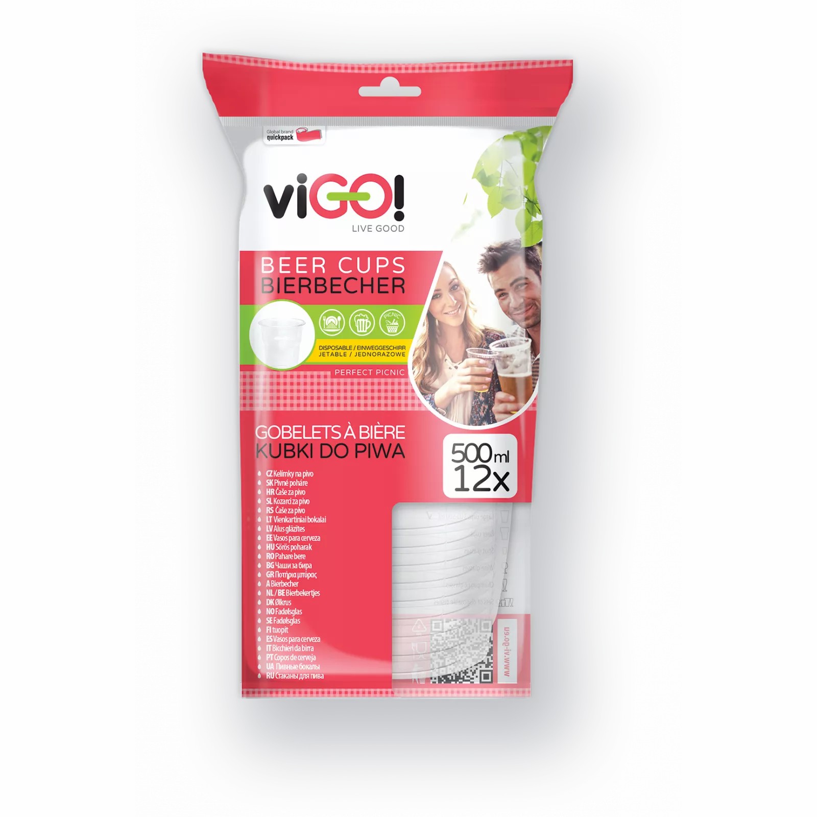 Vigo kelímky na pivo transp. 500ml 12ks,Q055