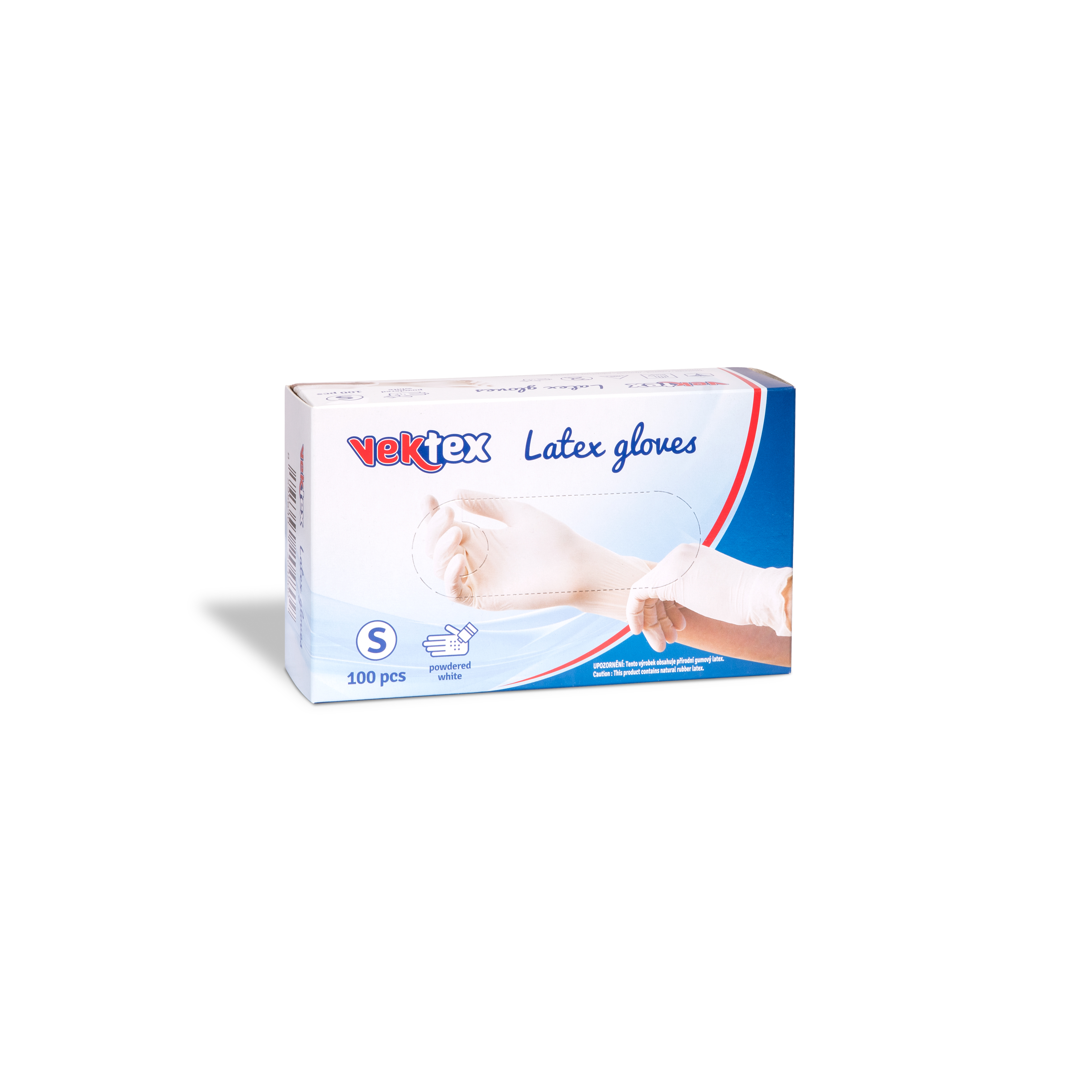 Rukavice Latex Vek.S 100ks pudr bílé jednoráz.
