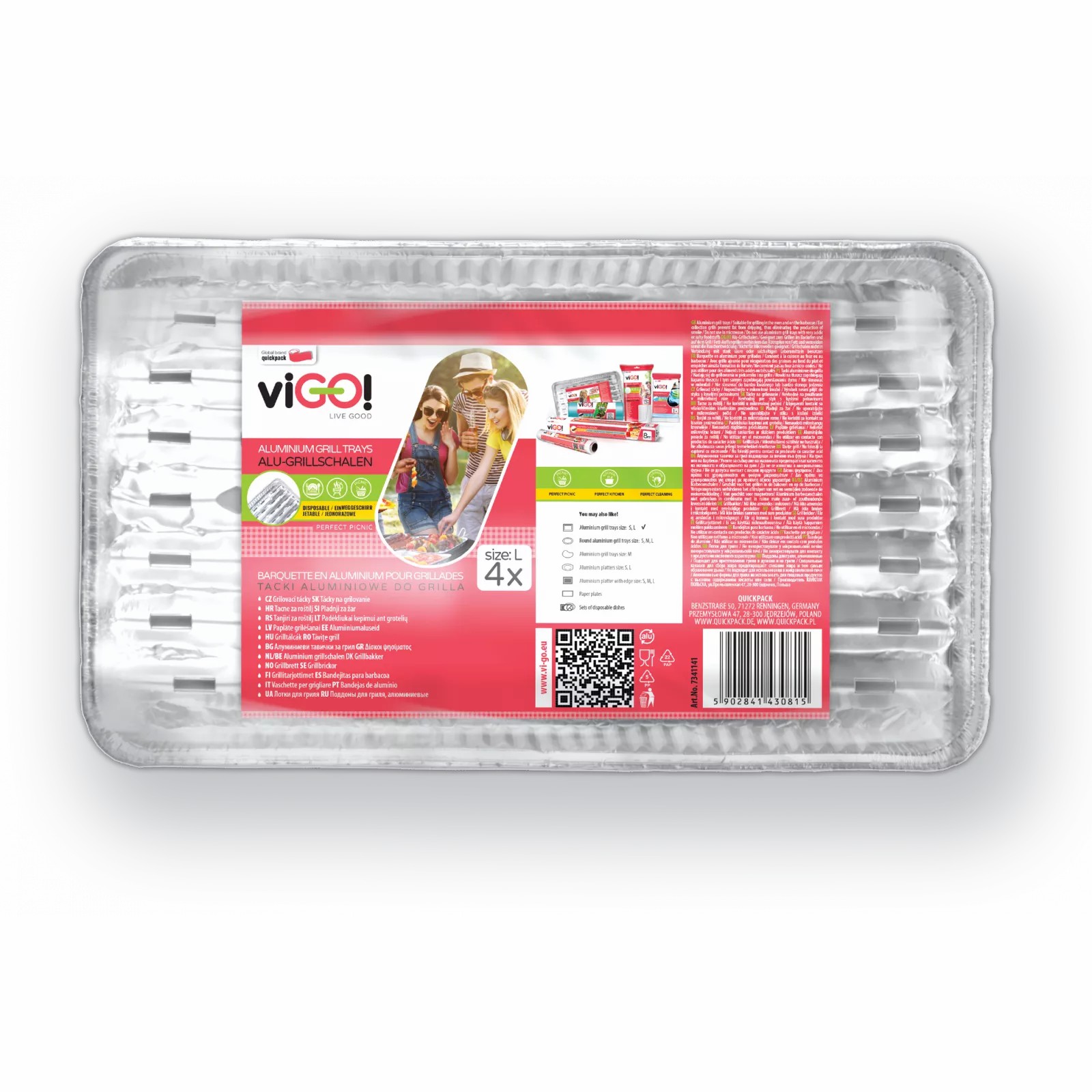 Vigo grilovací tácky velké 4ks,Q034, 34x22,4x2,5cm