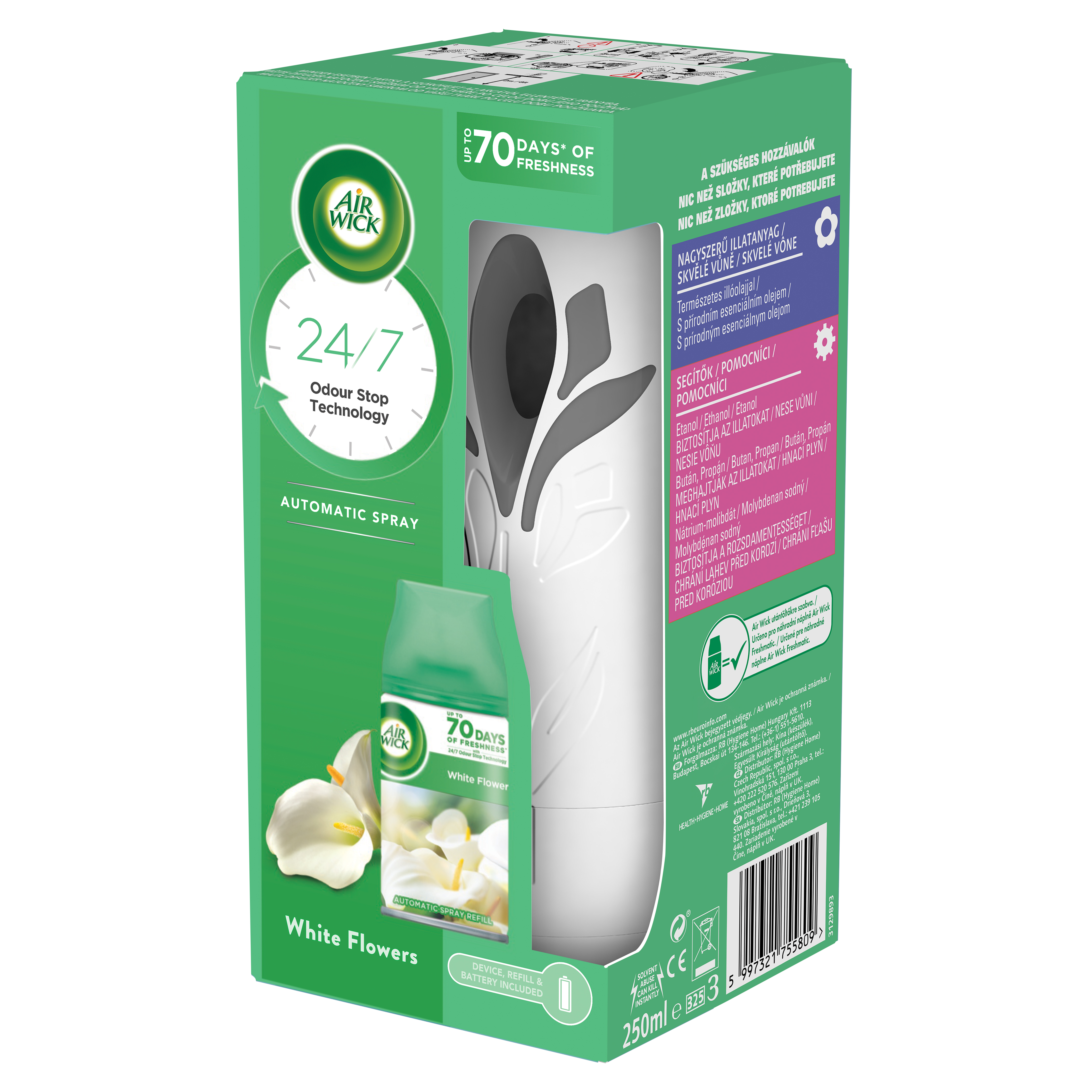 *Airwick Freshmatic Bílé květy komplet 250ml