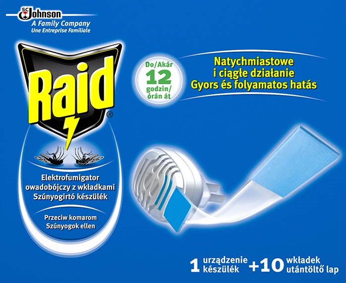 Raid elektrický hubič hmyzu suchý + 10 náplní