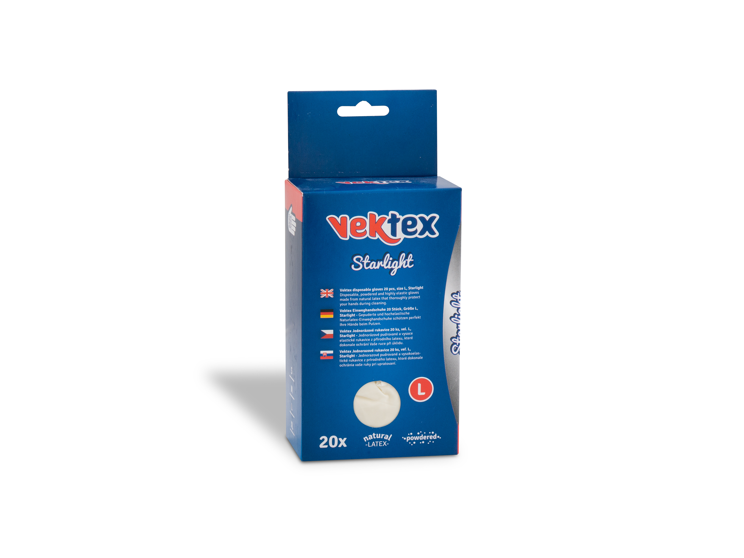 *Rukavice Latex Vek.L 20ks pudr Starlight  jednoráz.