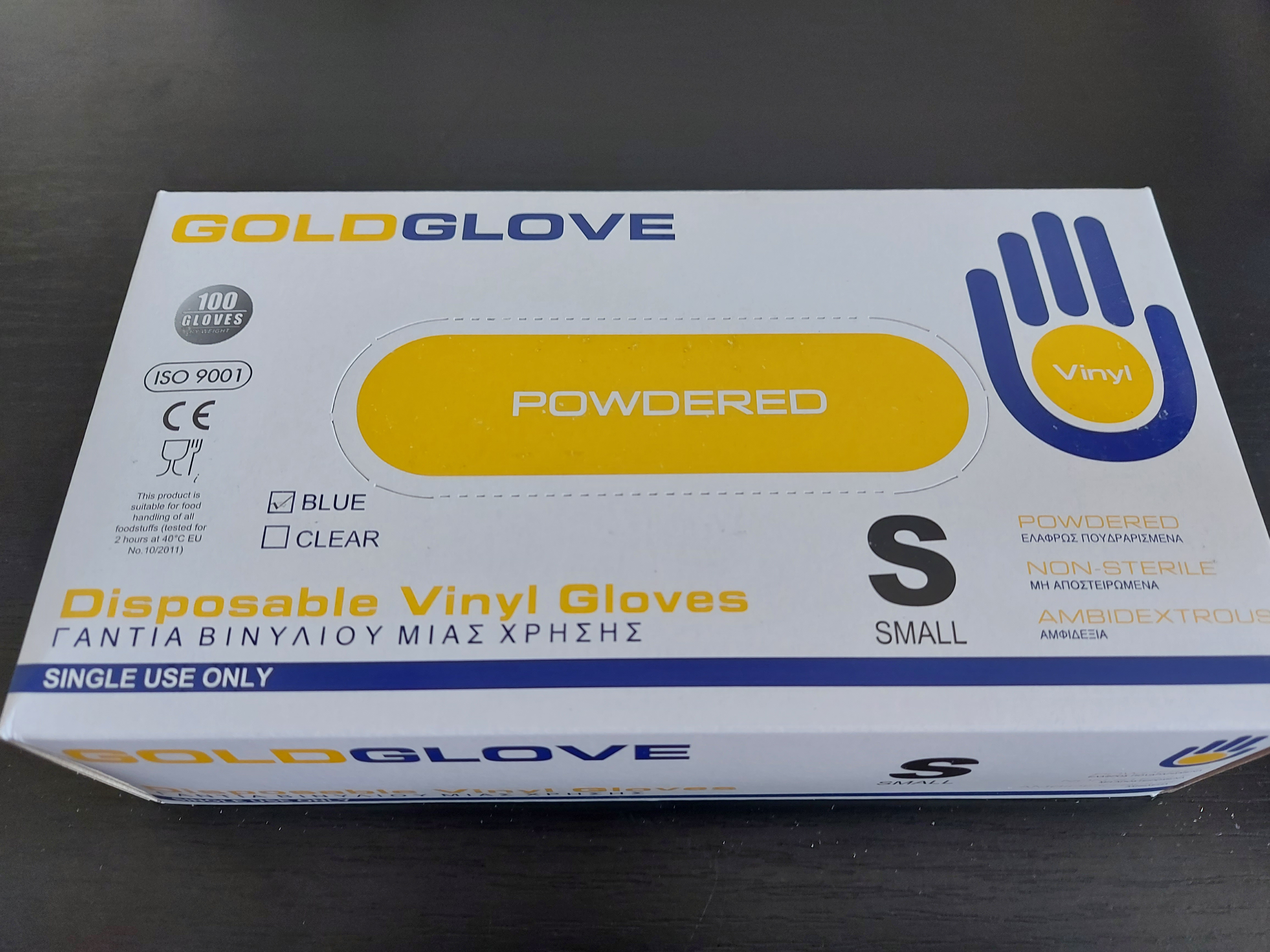 Goldglove rukavice Vinyl  S 100ks pudr modré jednoráz.