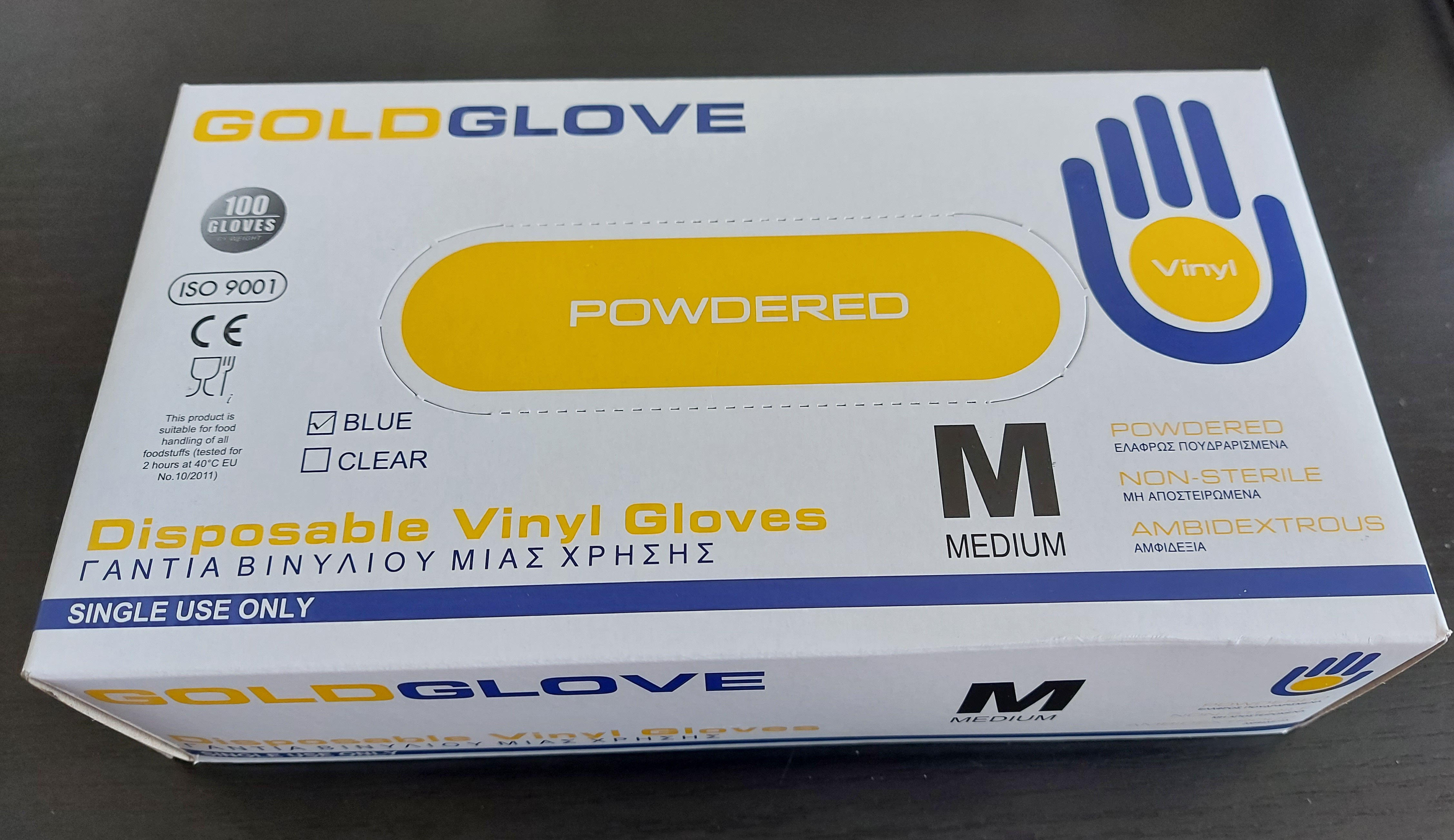 Goldglove rukavice Vinyl  M 100ks pudr modré jednoráz.