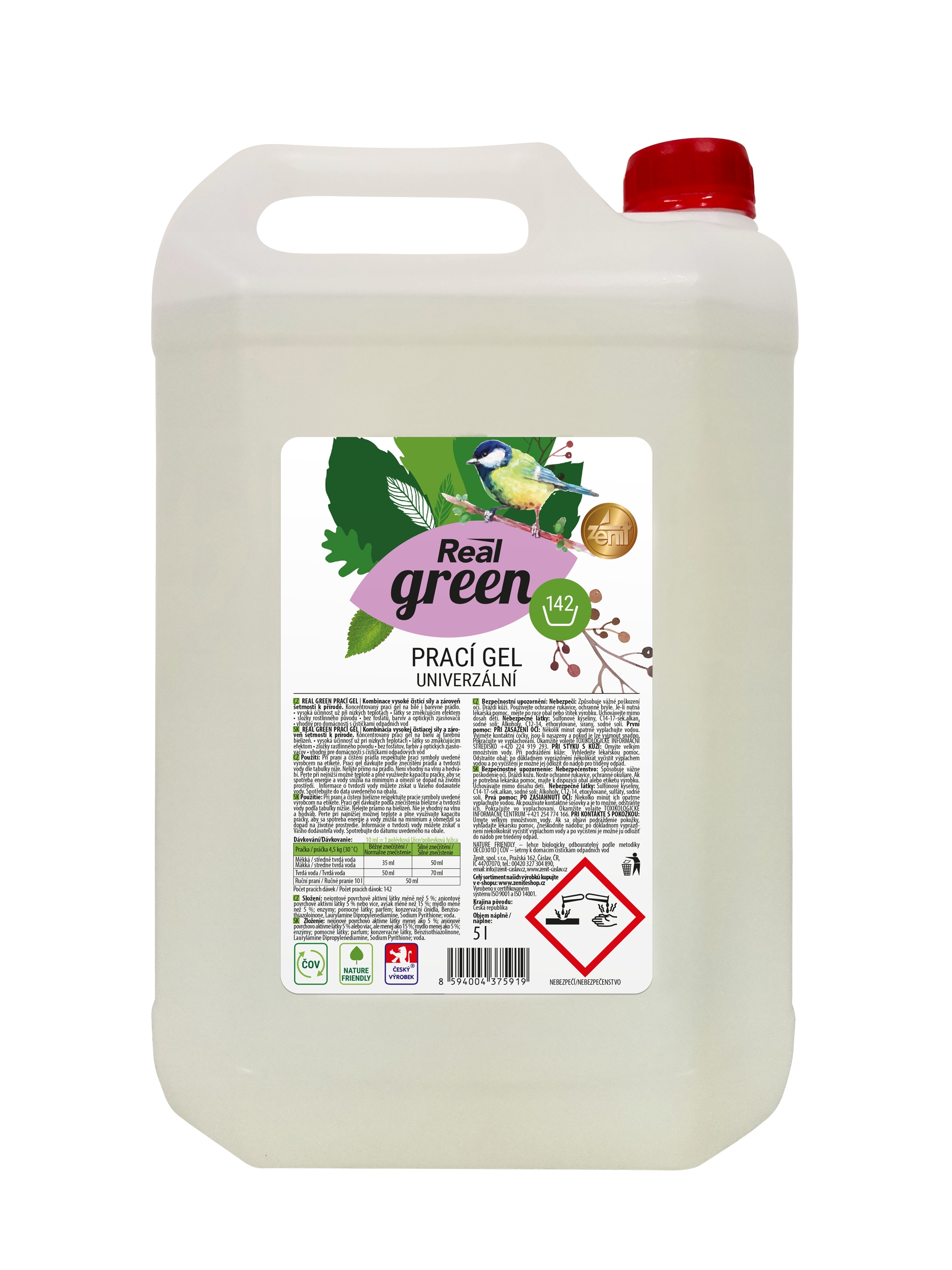 Real green prací gel 142dávek/5l