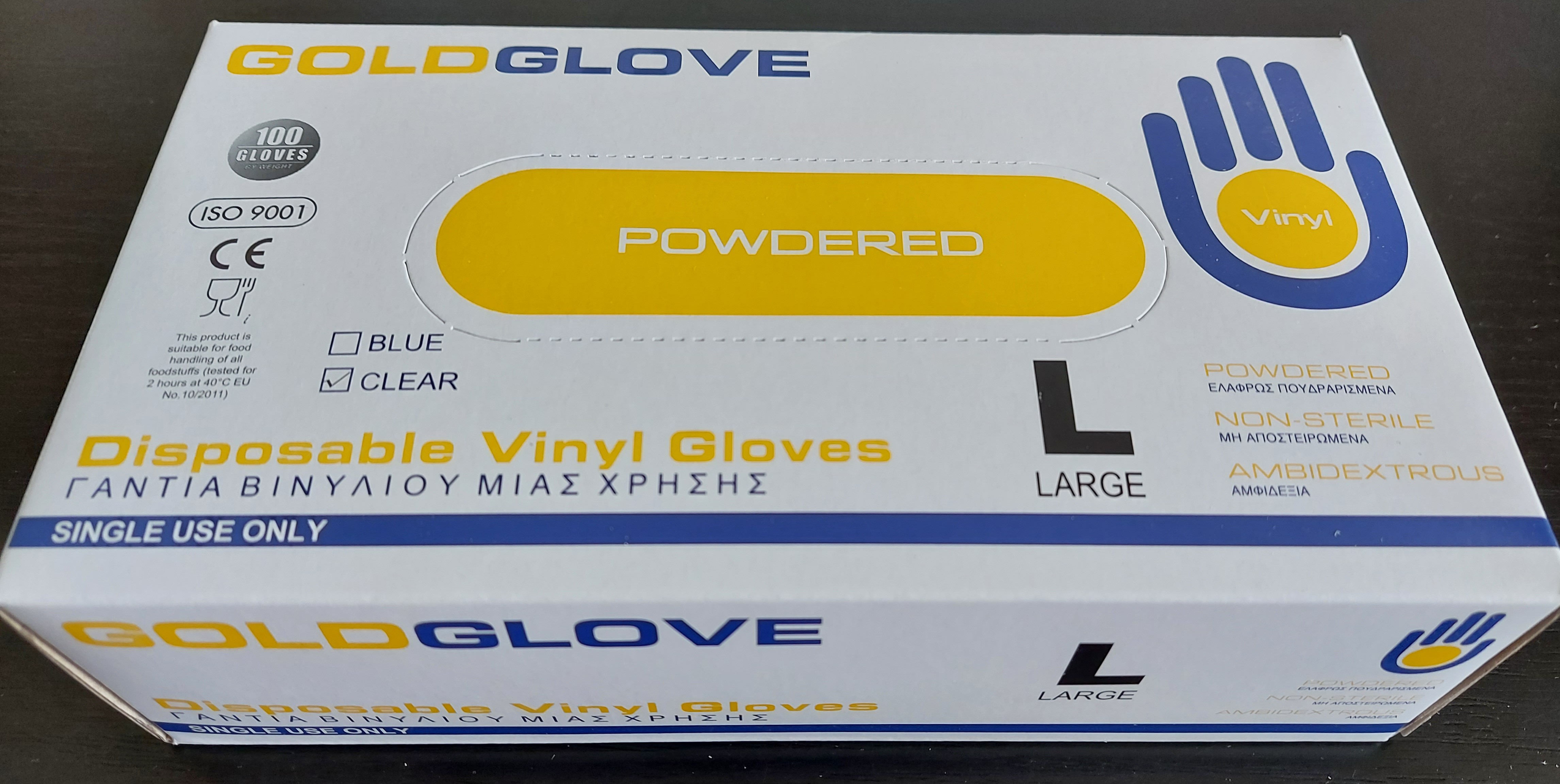 Goldglove rukavice Vinyl  L 100ks pudr bílé jednoráz.