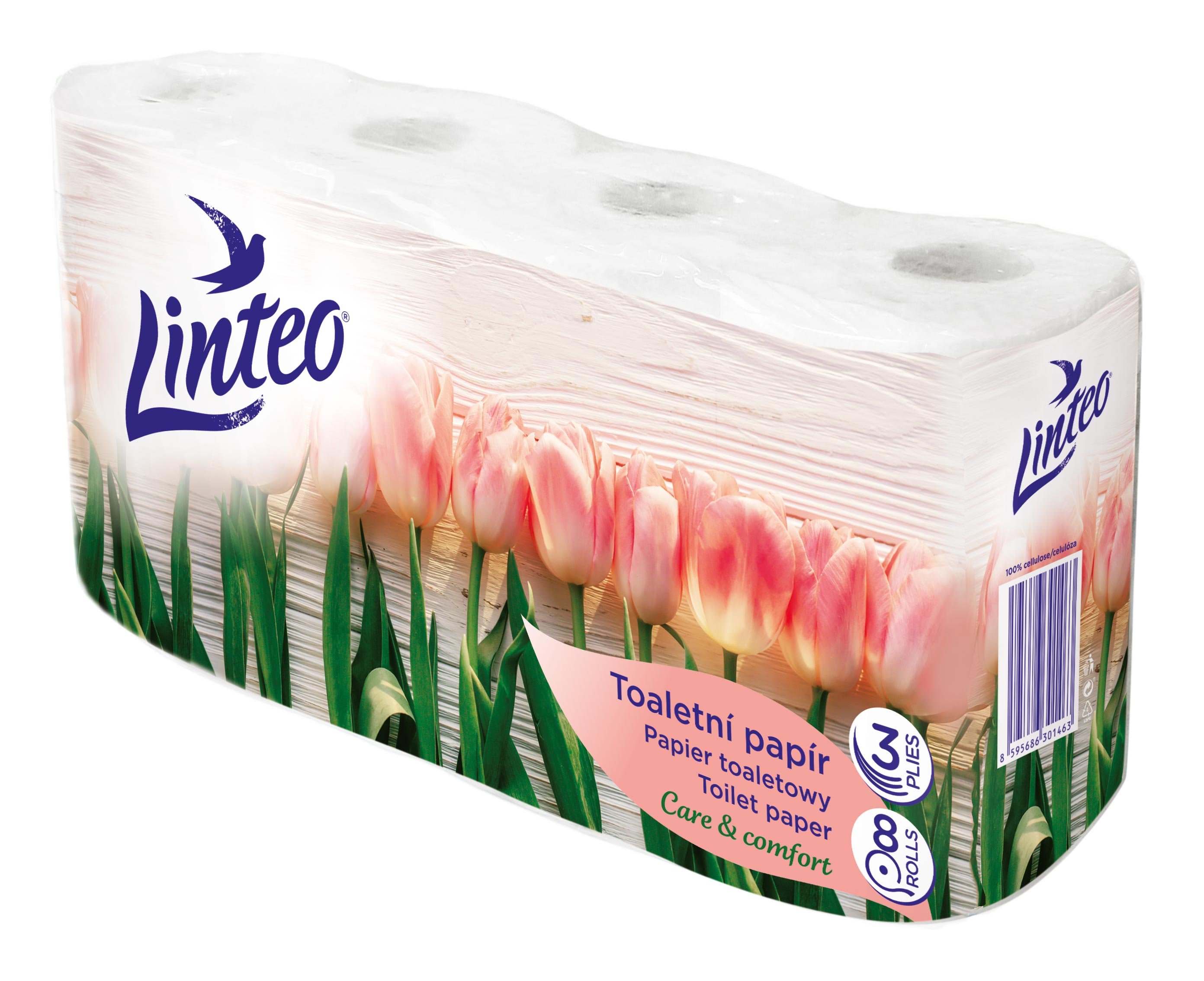 TP Linteo 3-vrstvý bílý 1role(8) tulipány