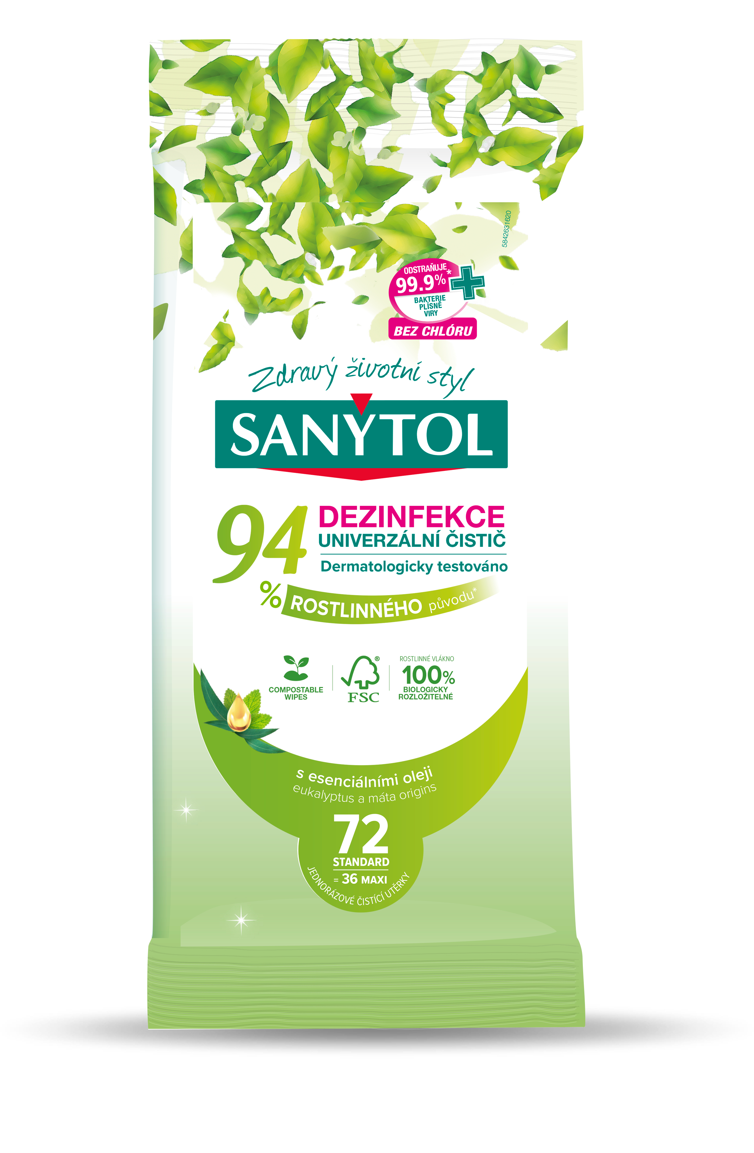 Sanytol 94% RP dezinfekční vlhčené utěrky 72ks