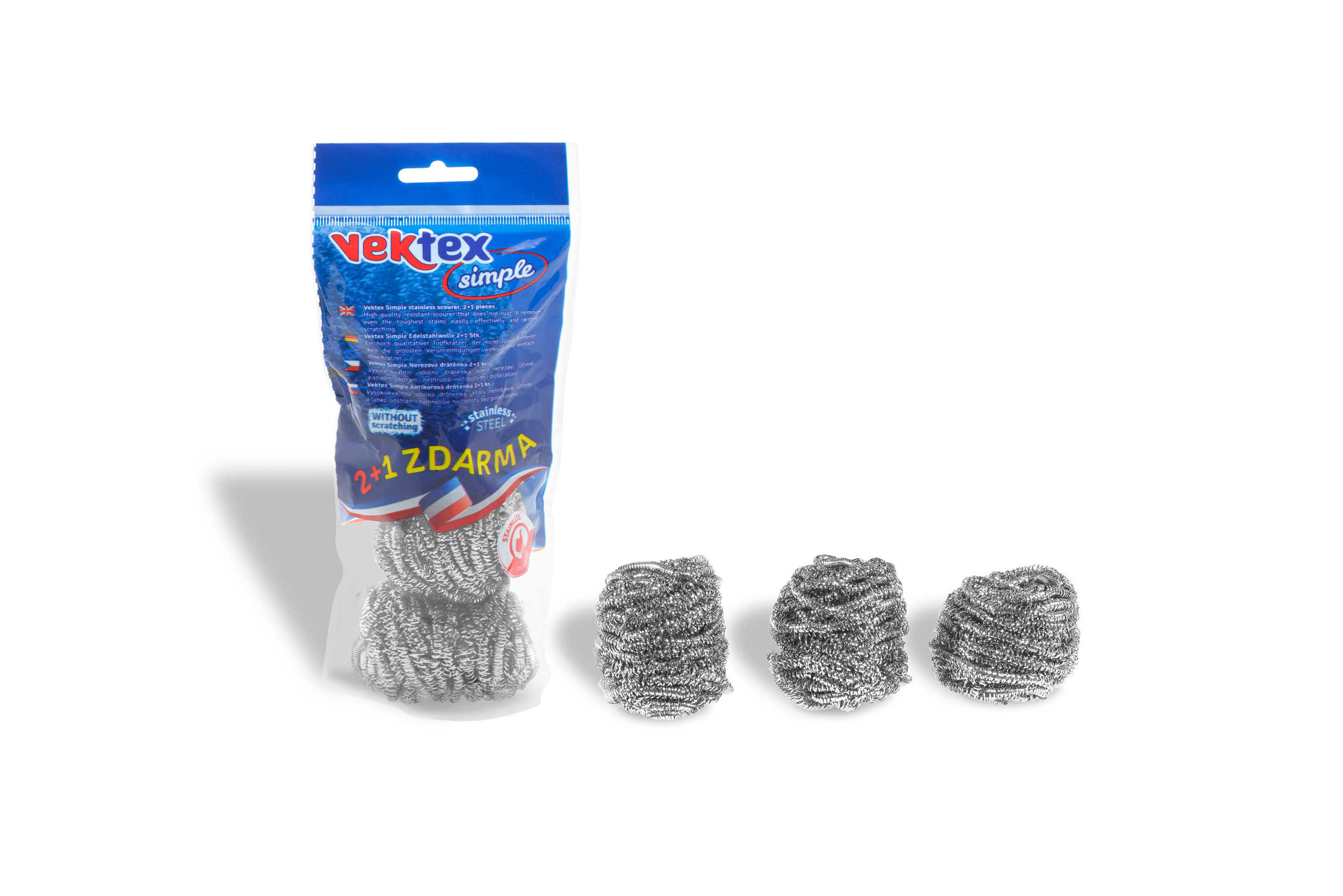 Drátěnka nerezová 2+1 ks Vektex Simple 15g 96ks kart. 20420